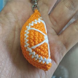 Orange slice crochet keychain