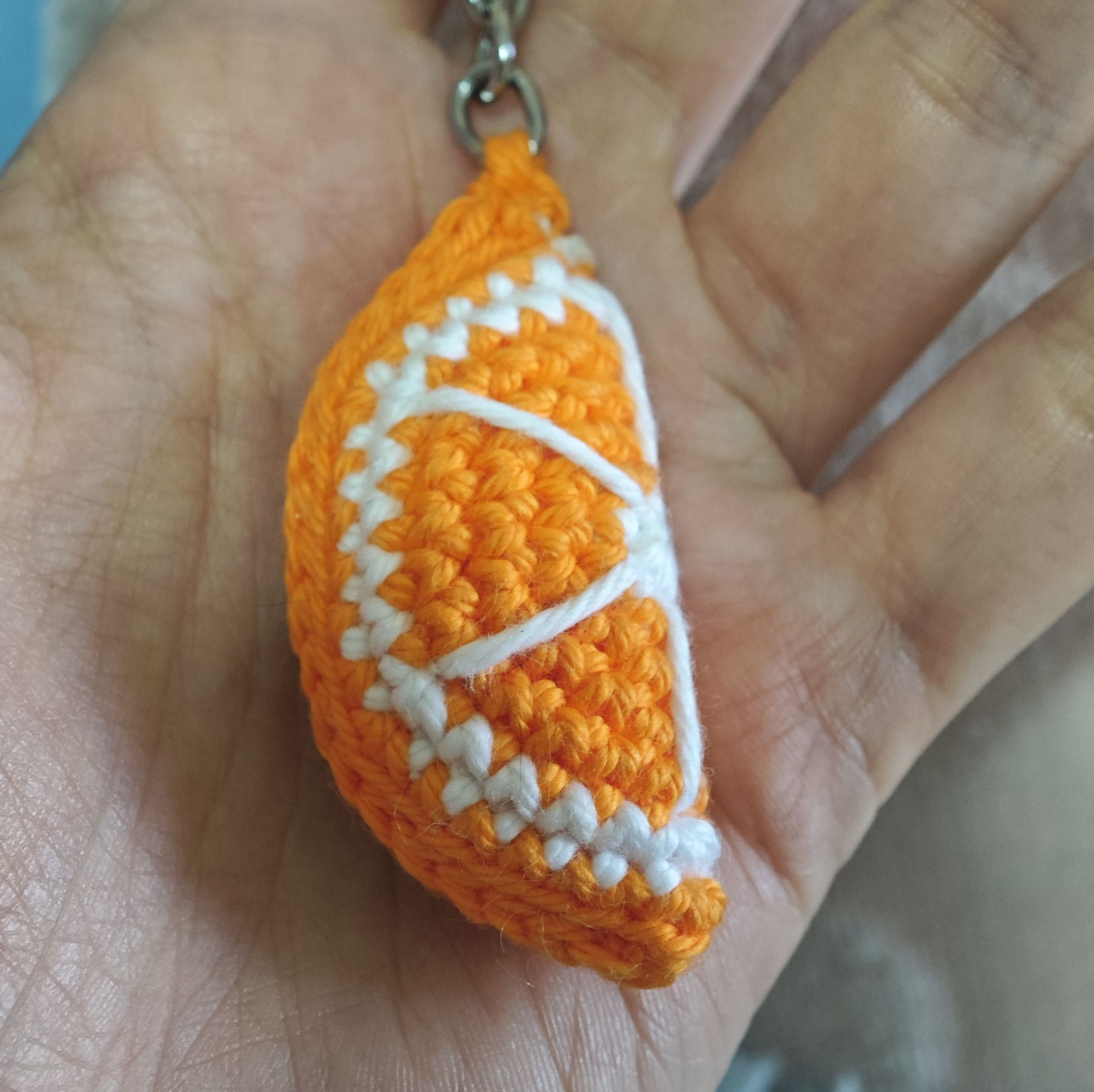 Orange slice crochet keychain