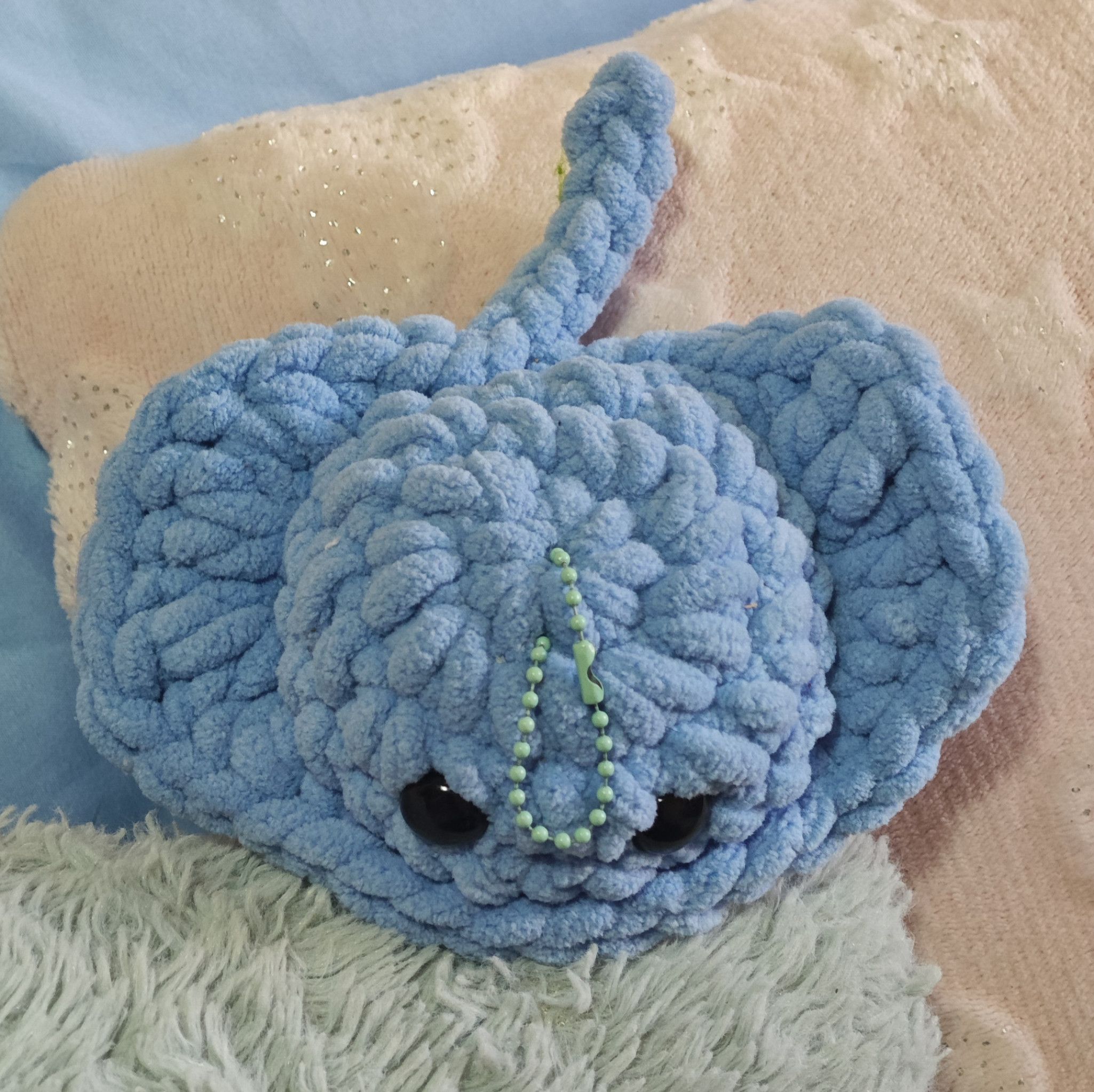 Blue Baby Stringray Crochet Keychain