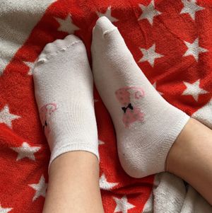 White and pink socks