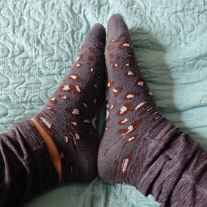 Dark gray leopard print socks