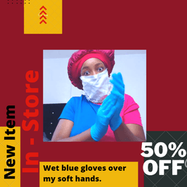 Wet blue gloves on my soft hands