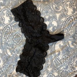 Black lace worn panties