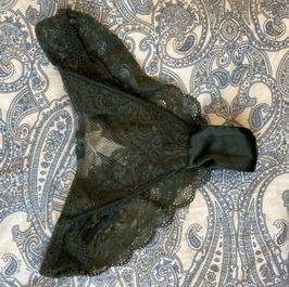 Emerald green lace and silk panties worn