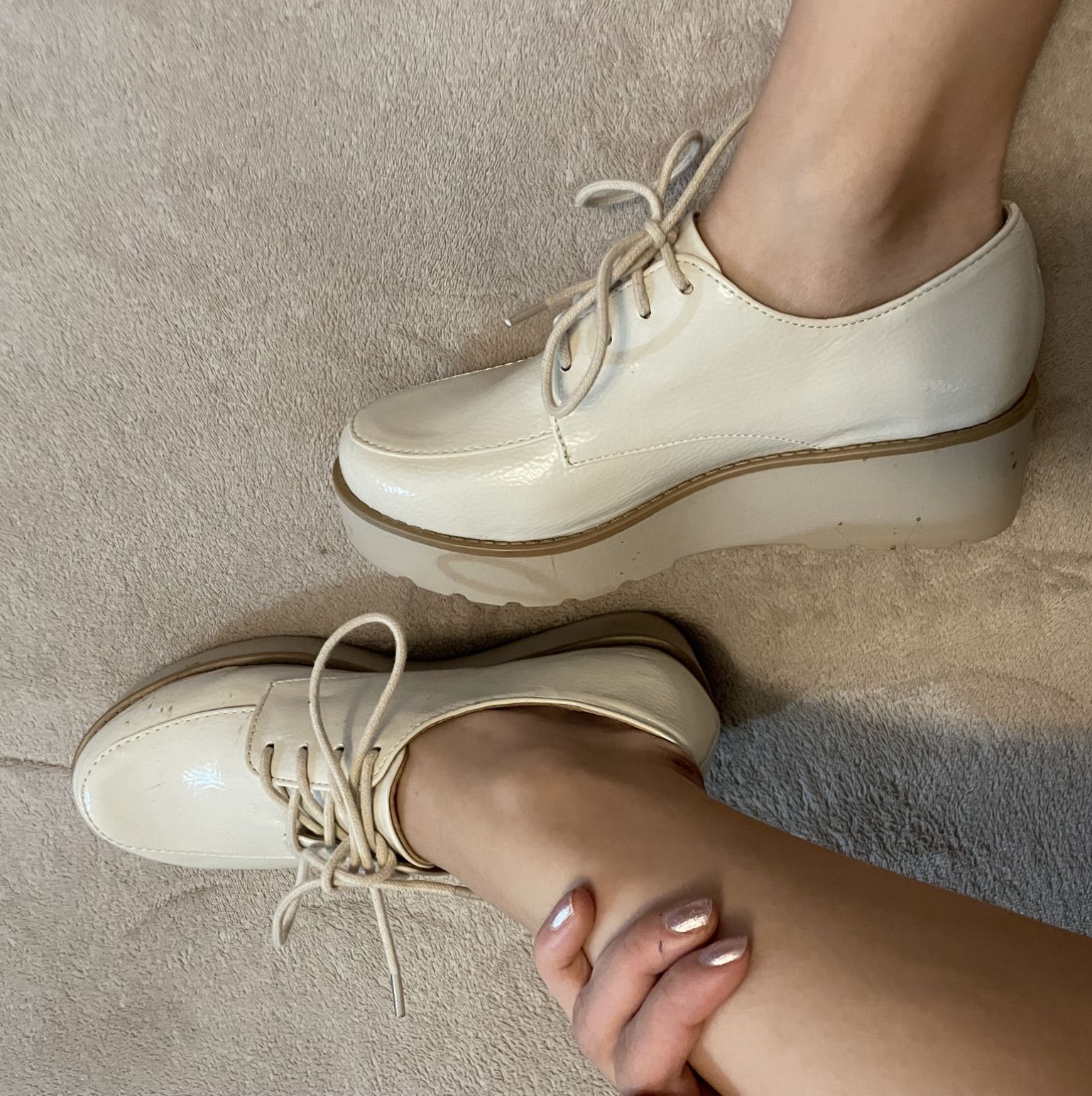 Shiny platform shoes