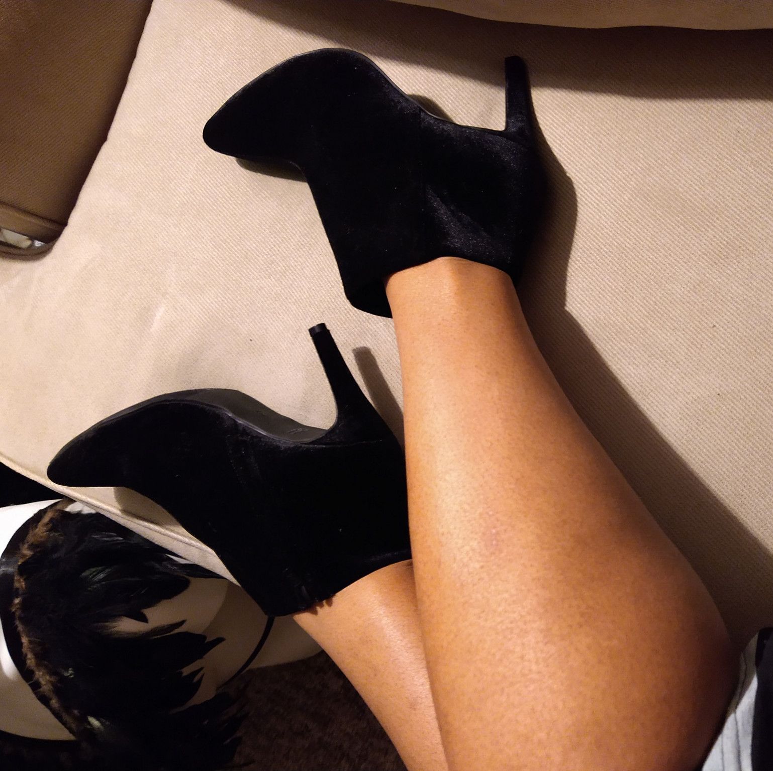 Black Velvet Stiletto Ankle Boots