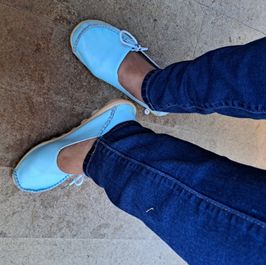 Sky Blue AllLeather Loafers