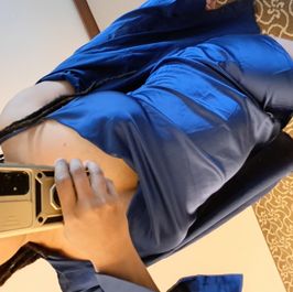 Midnight Blue Satin Chemise And Shirt