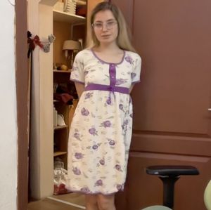 White night dress with flowers