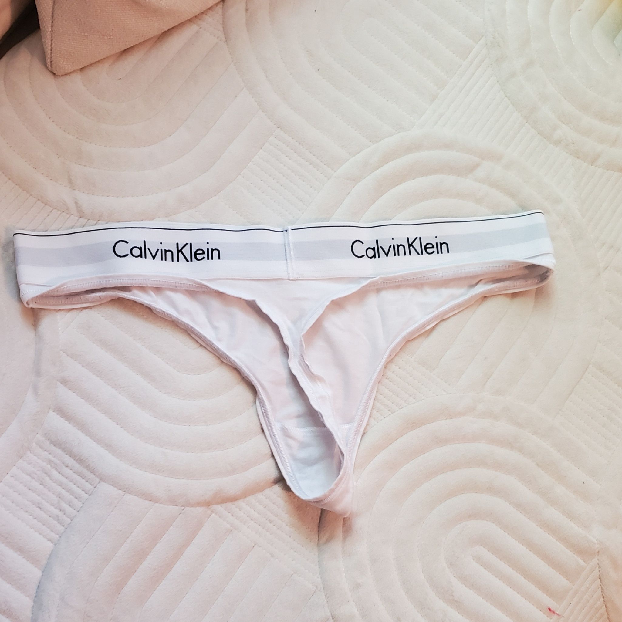 White Cotton Calvin Klein Thong