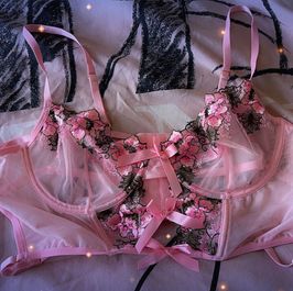 Pink Floral Cage Bralette