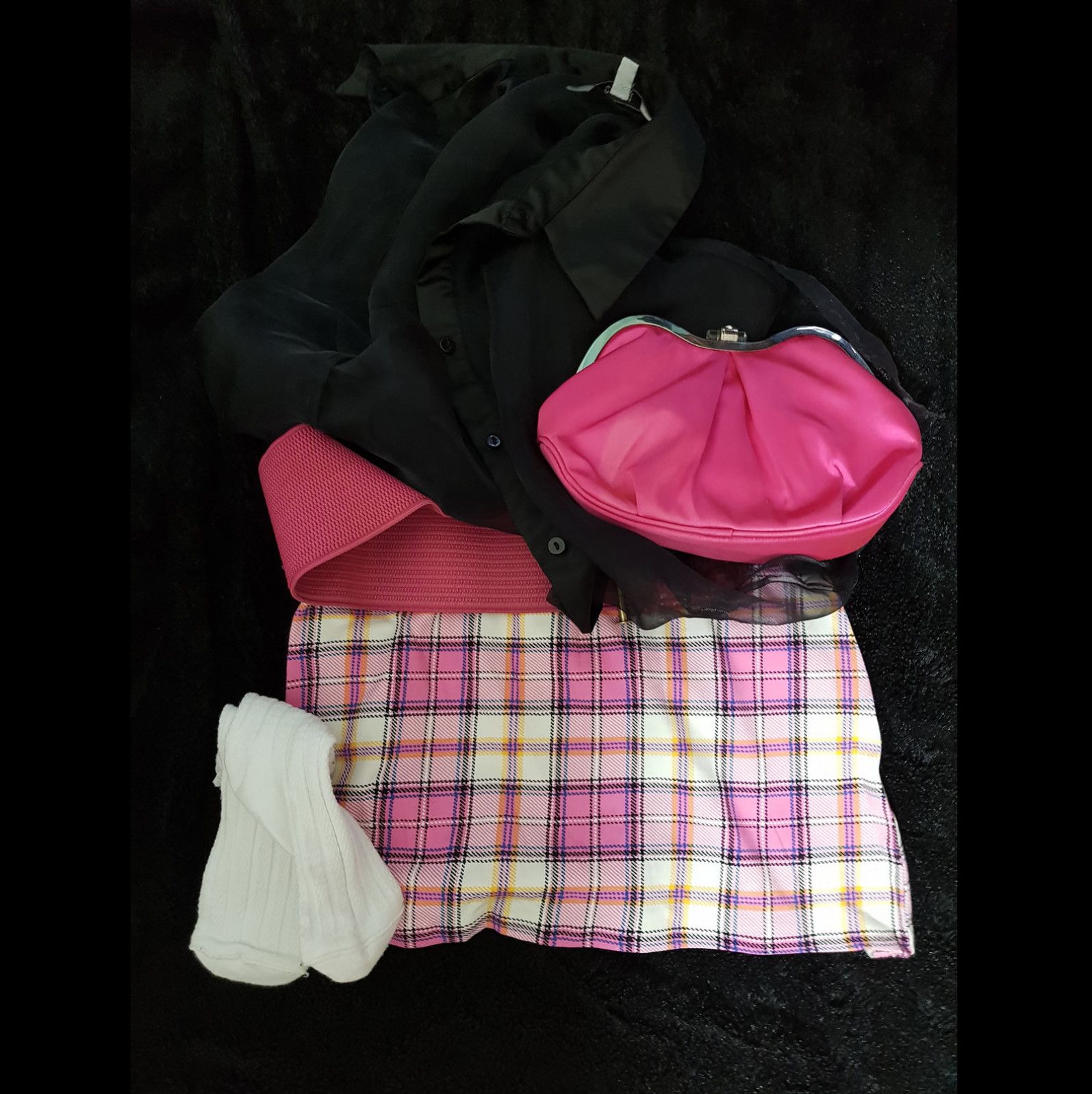 Florane pink miniskirt and see through top bundle