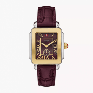 Deco Sport Mid GoldPlated Dark Cherry Leather Watch