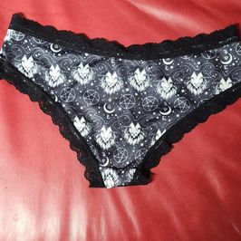 Goth graphic panty worn for 24 hrs