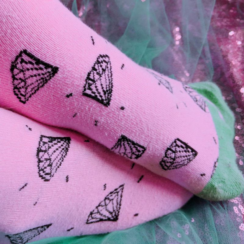 Buy My Pink and Seafoam Diamond Socks