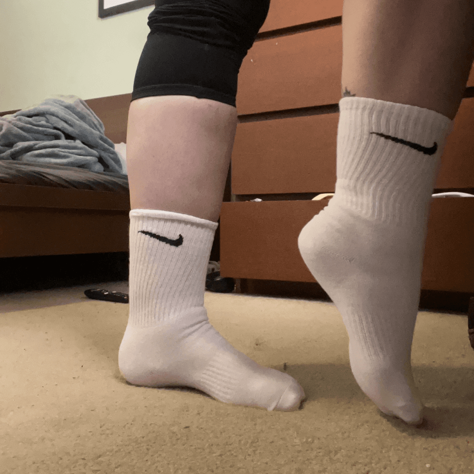 White mid crew cut Nike socks