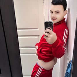Red jogging  Pants pulled down