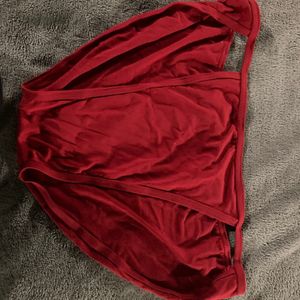 Red cotton string bikini brief