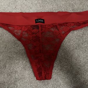 Red lace thong