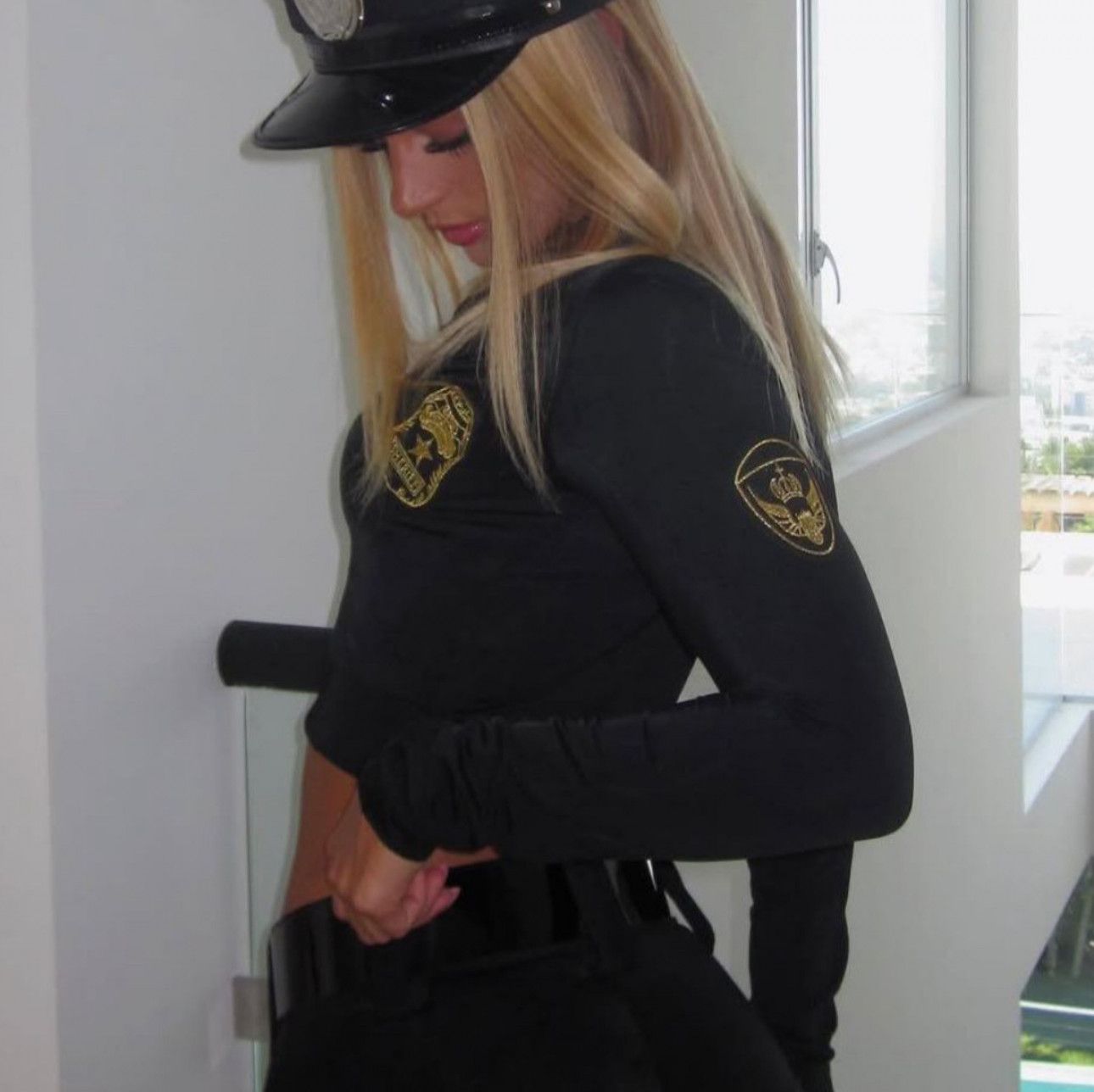 Sexy blonde in Halloween outfits