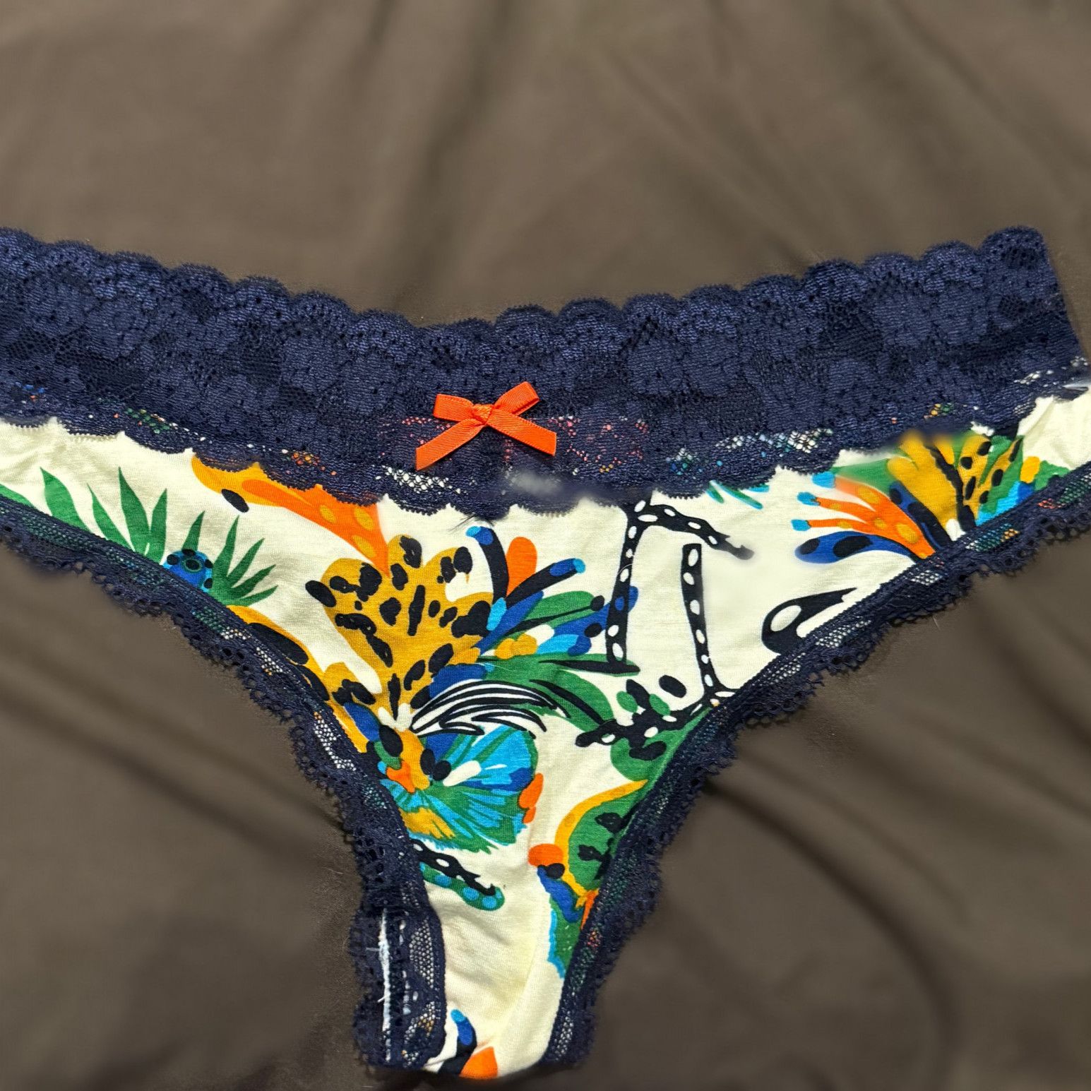 Silky Navy Blue Lace Summer Fun Thong