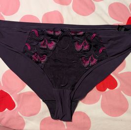 Dark purple panties with purple and pink mesh detailing