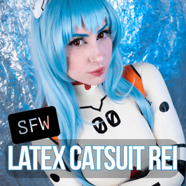 Latex Catsuit Rei Evangelion Cosplay Photoset
