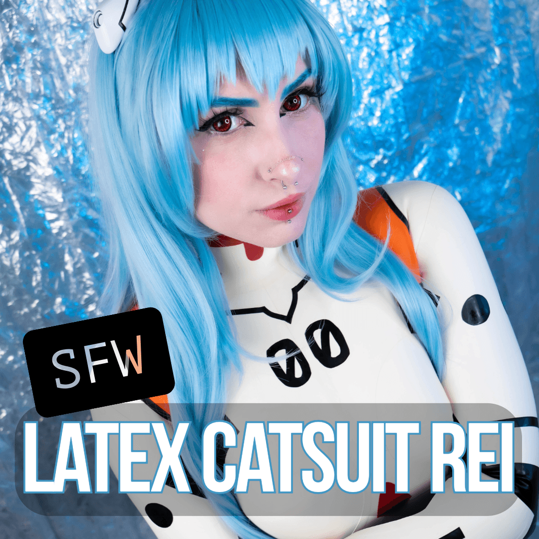 Latex Catsuit Rei Evangelion Cosplay Photoset