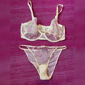 Sheer Yellow Bra and Panty Set