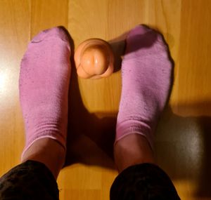 Cute feet with soft pink ankle socks