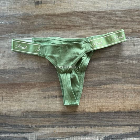 Green Cotton High Leg VS Thong Panty