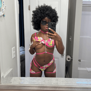 Pink and Yellow Bra and Panty Set worn by me Ebony B