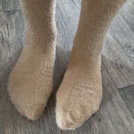 Fluffy worn socks