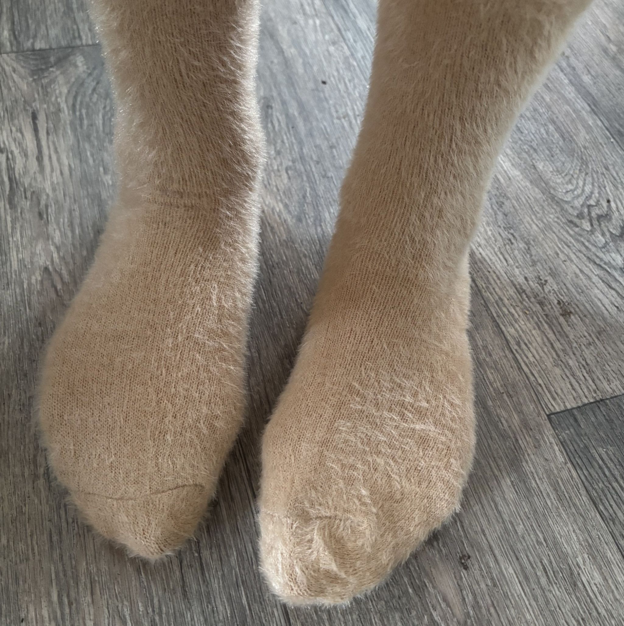 Fluffy worn socks