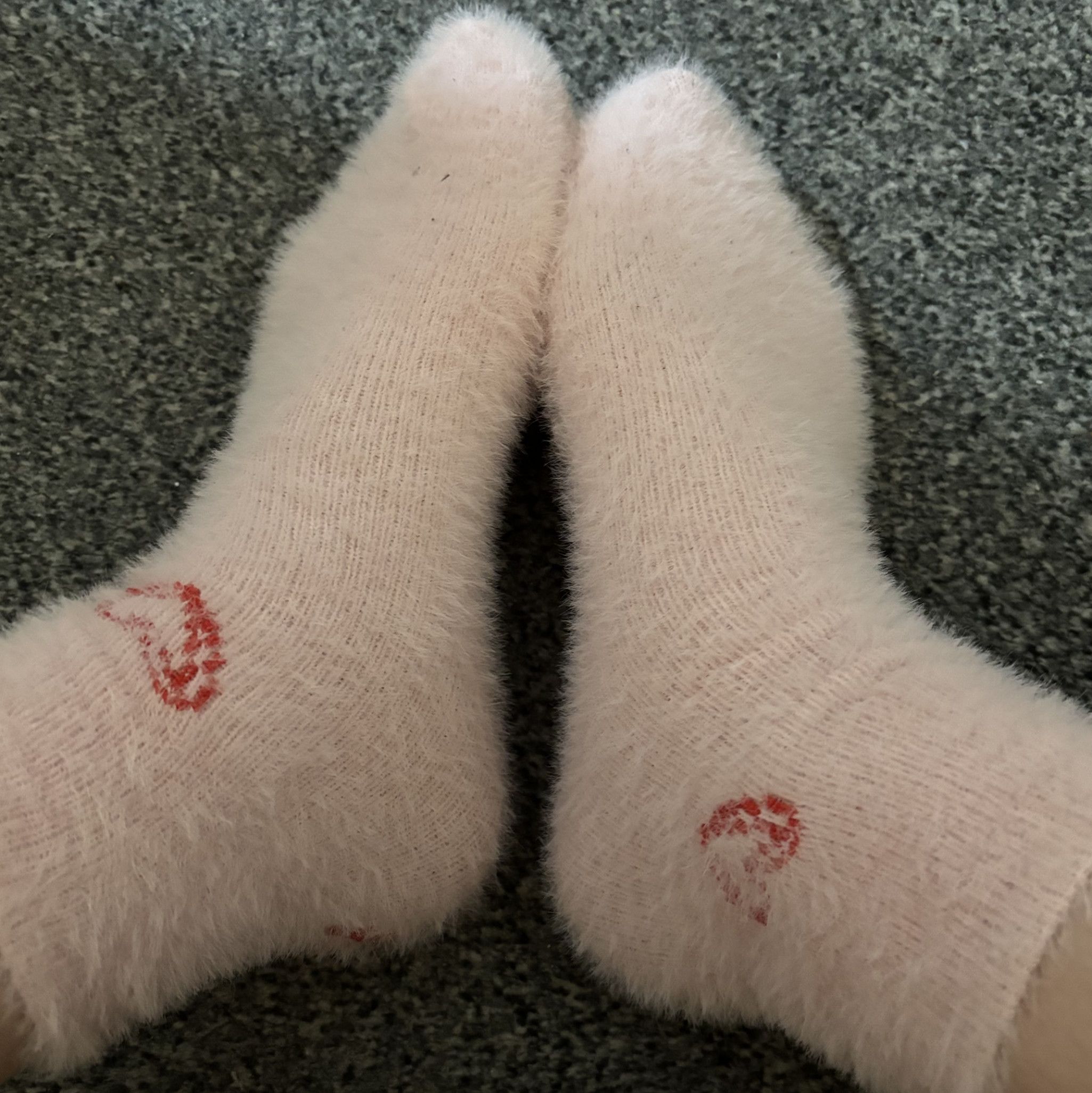 Worn fluffy socks