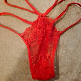 Used Red Thong  Soaked in My Scent
