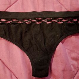 Used Black Thong  Sleek Sexy and Soaked in Scent