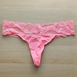 Hot pink satin thongs