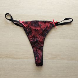 Satin and lace thongs