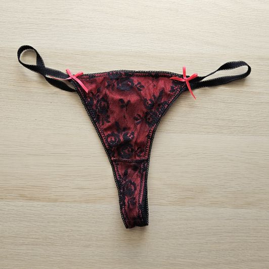 Satin and lace thongs