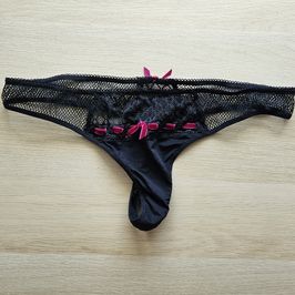 Satin and lace thongs