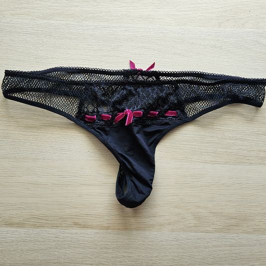 Satin and lace thongs