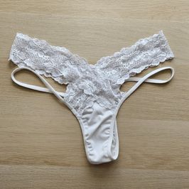 Cotton and lace thongs