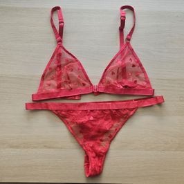 Valentine Day Mesh Embroidered Lingerie Set