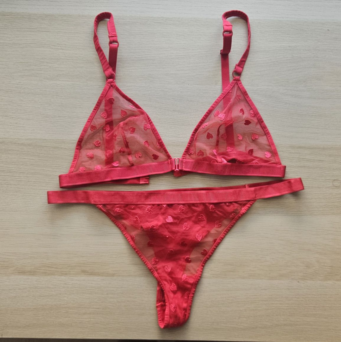 Valentine Day Mesh Embroidered Lingerie Set