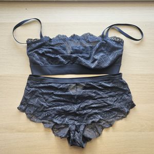 Grey Lace Lingerie Set