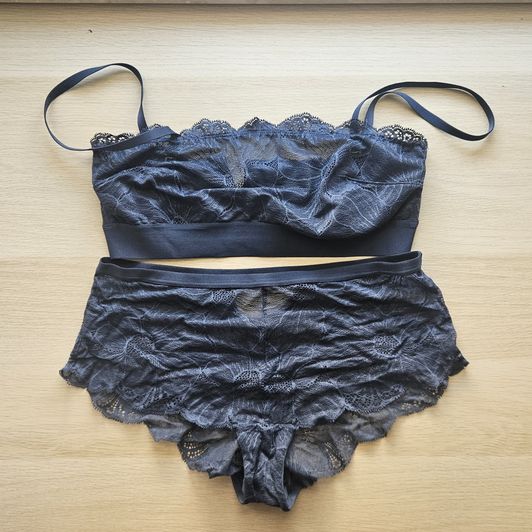 Grey Lace Lingerie Set
