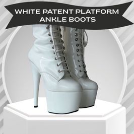 White Patent Platform Ankle Boots