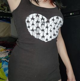 Black with White Heart Tank Top