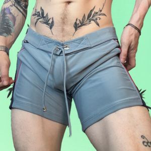 Light Blue Red and Dark Blue Swim Trunks